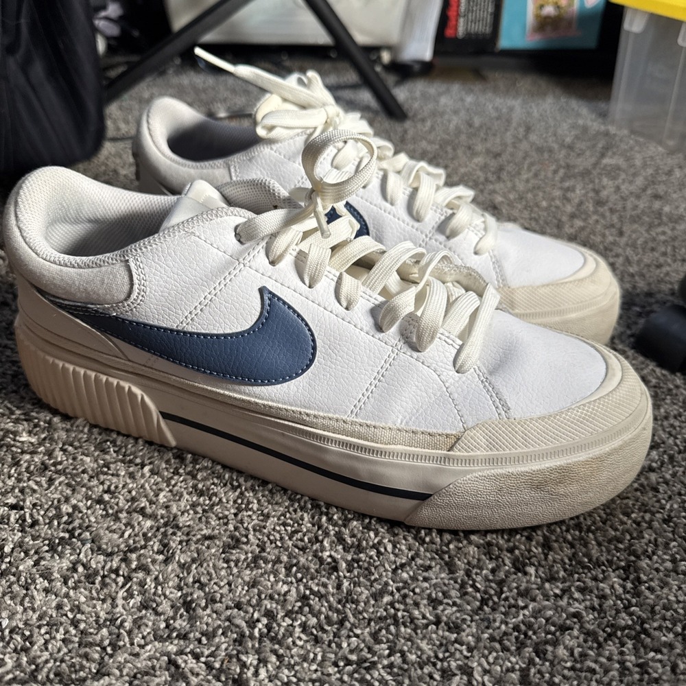 Nike Court Legacy Lift White Diffused Blue Sneakers DM7590-104 Womens Size 10